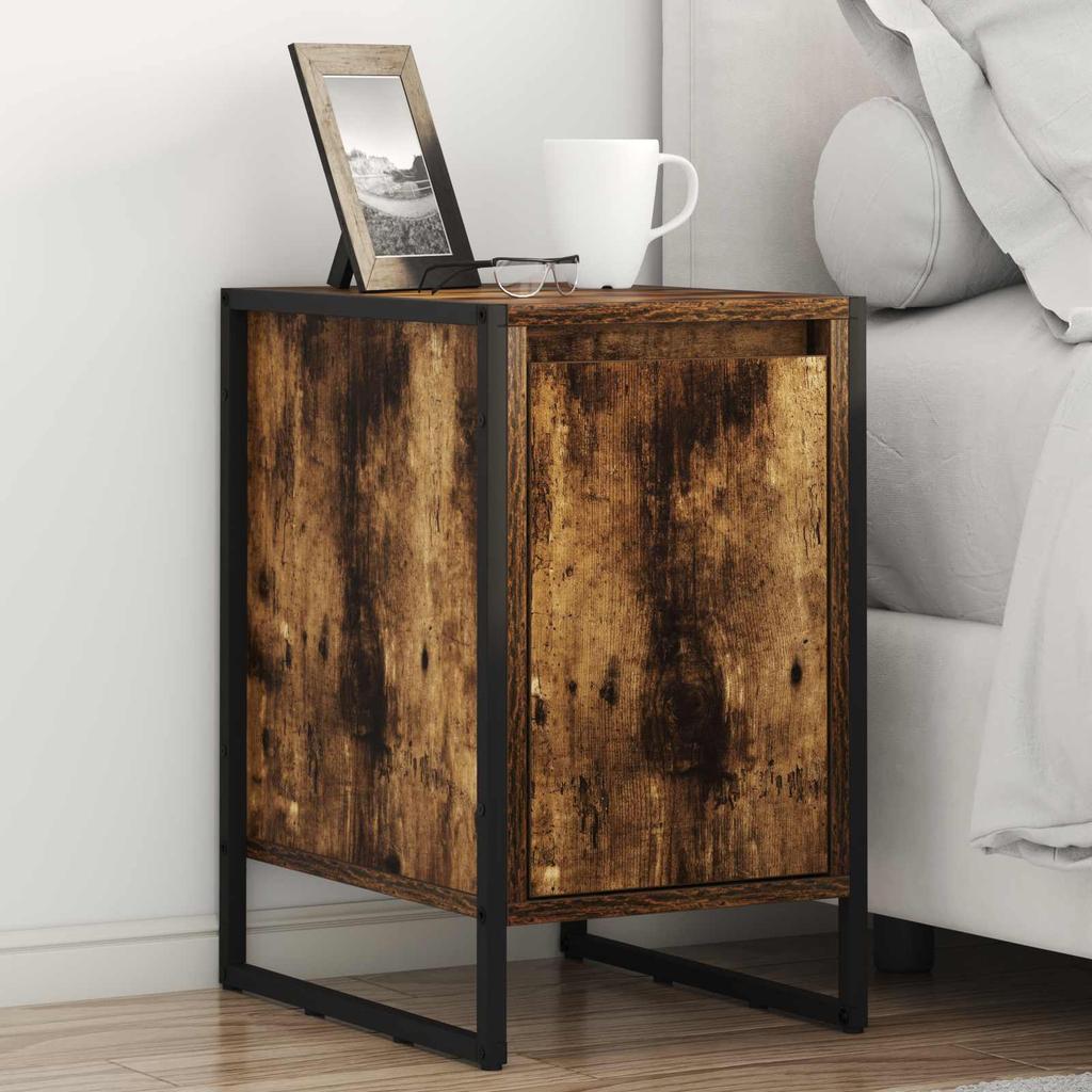 Nightstand Smoked Oak 39.5 X 30 X 50 Cm Particleboard