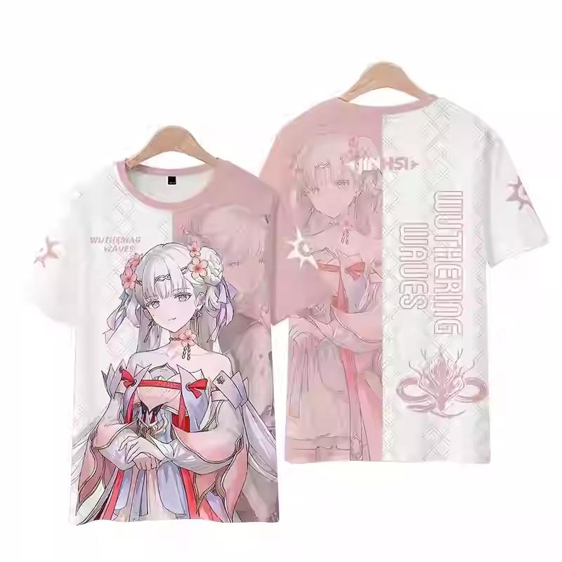 Tricouri Wuthering Waves Cartethyia Imprimate 3D Vară Bărbați Femei Mânecă Scurtă Gât Rotund Tricou Top Harajuku Y2k Anime Cosplay Costum