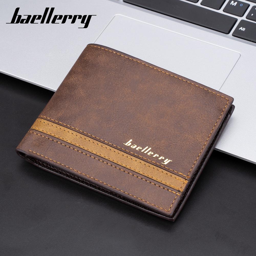 

Baellerry Men s Retro Color Block Zipper Wallet with Multiple Card Slots - Slim and Stylish коричневый