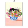 Fashion Colorful Cat Vase Leaf Flower Illustration Wall Art Canvas Painting Abstract Plant Posters Prints Pictures for Kids Room