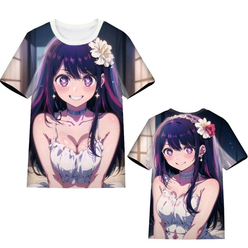 Anime Manga 'Oshi no Ko' 3D Printed T-Shirt for Girls, Fashionable Loose Short Sleeve Harajuku Style Top