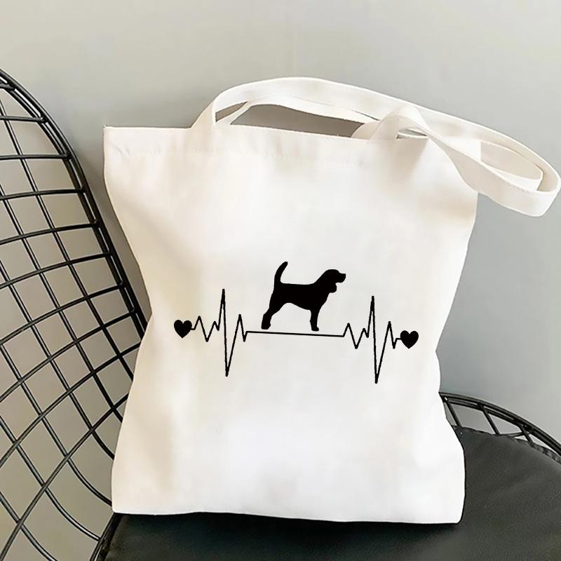 Lustige Hunde Pfote und Fußabdruck Canvas Tragetasche Damen Shopper Taschen Bedruckte Handtasche Geschenk für Frauen Einkaufstasche Strand Umhängetasche