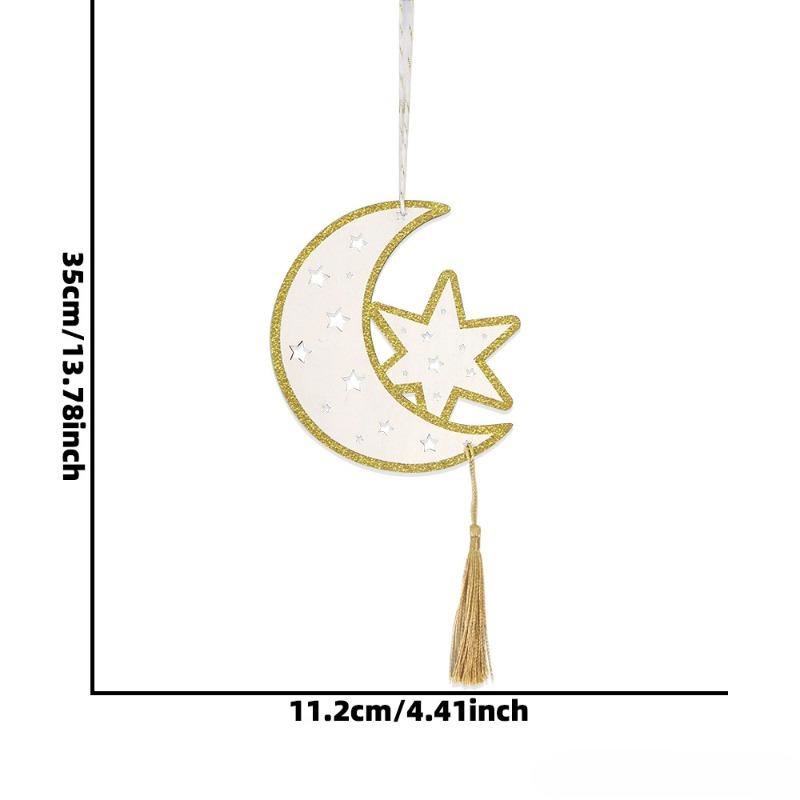 3pcs Wooden Handicrafts Hanging Ornaments for Ramadan, Star and Moon Tassel Hanging Ornaments, Home Decoration,Hanging Ornaments