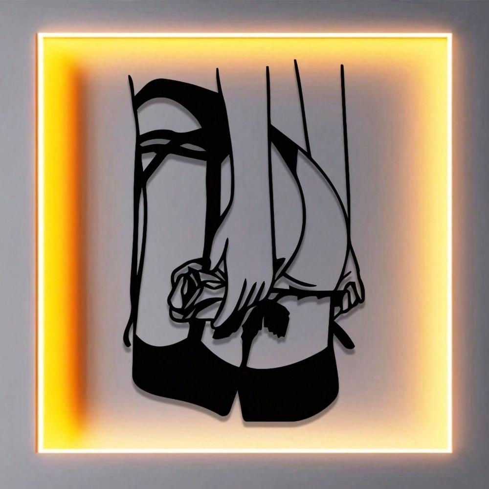 1 Stück „Rosei in der Hand“-Strumpfband, abstrakte, minimalistische Metallwandkunst – moderne Wohndekoration für Schlafzimmer, Wohnzimmer oder Badezimmer.