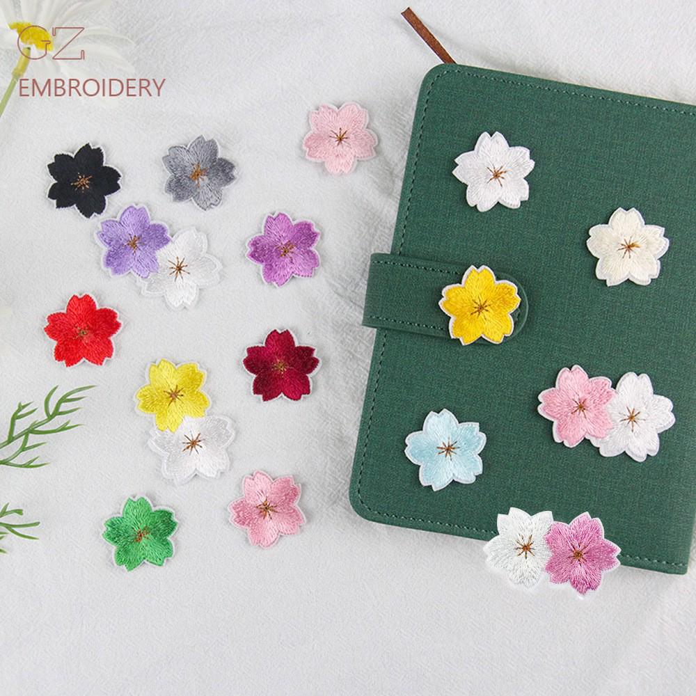 Toppa ricamata con fiori di pesco, prugno e ciliegio - Toppa termoadesiva fai-da-te per Hanfu