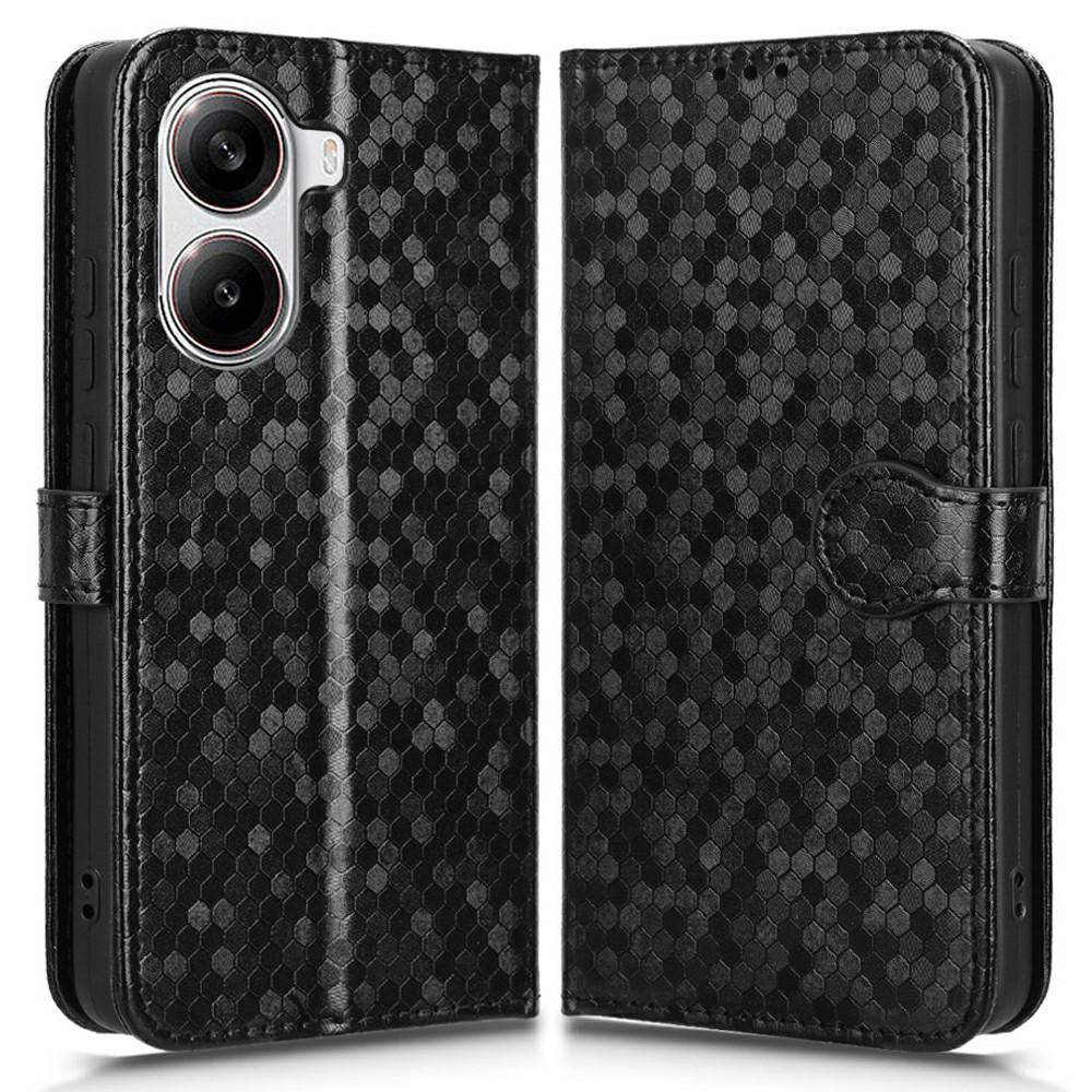 

For Xiaomi Poco X7 Pro 5G/Redmi Turbo 4 5G Wallet Case Dot Pattern Imprint PU Leather Phone Cover Black