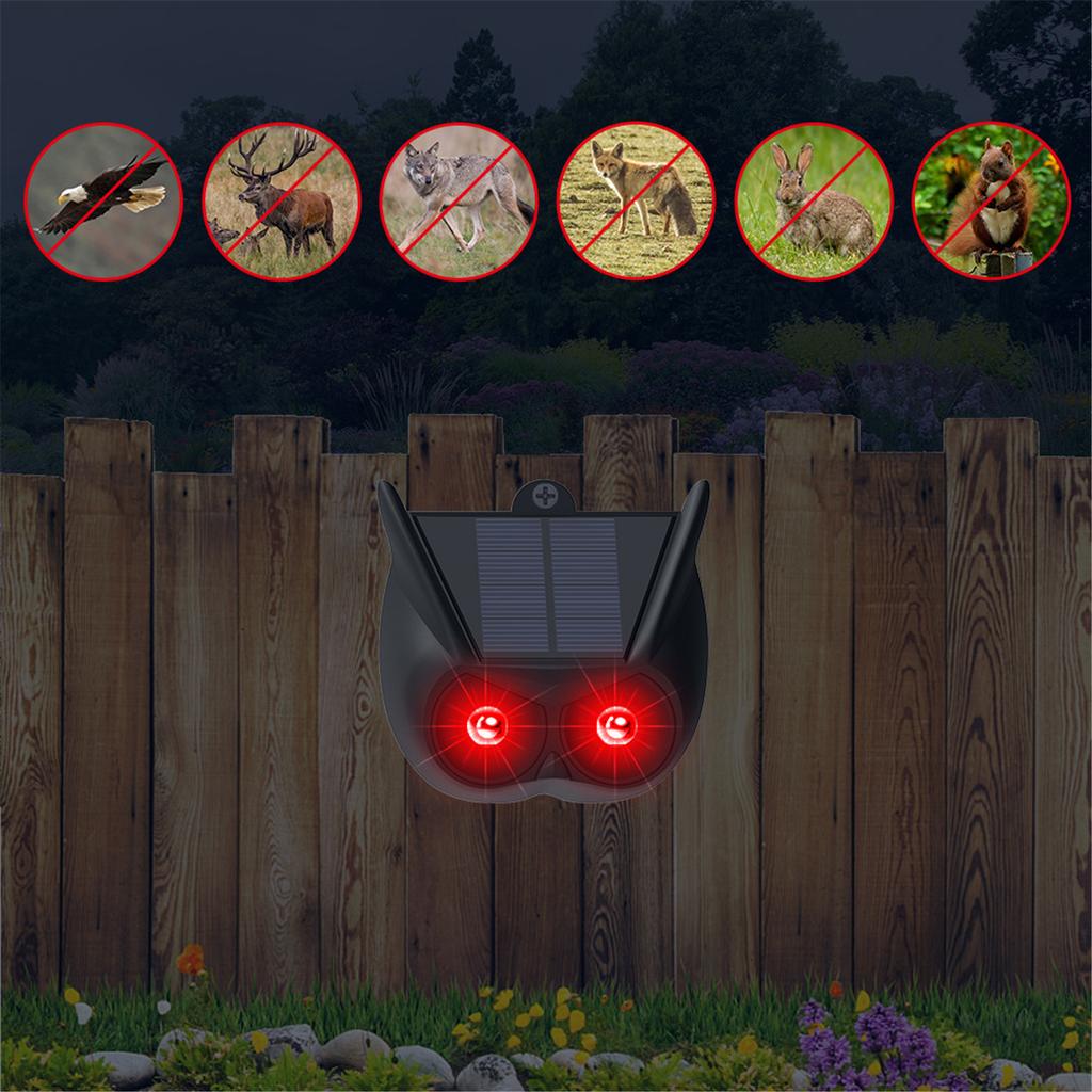 Solar Animal Repeller with Intense Red Warning Light Pest Control Device Plastic Texture Suitable for Orchards and Yards