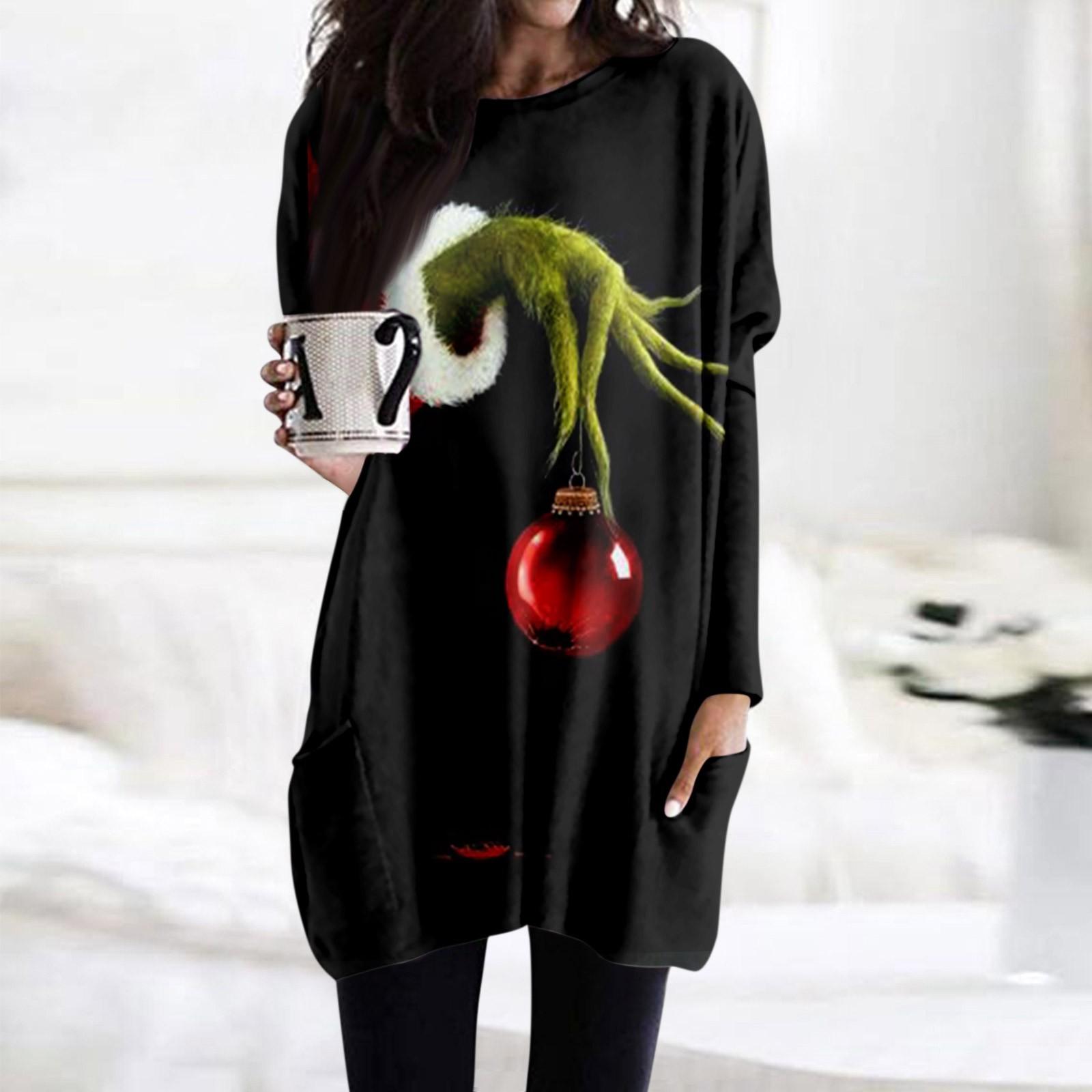 

Женская футболка и весенне-осенние топы с круглым вырезом, длинными рукавами и карманным принтом стандартного кроя XXL