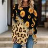 Plus Size Women Spring Floral Printed Comfy Long Sleeve Round Collar T-shirt Casual Baggy Mid Length Tee Tops