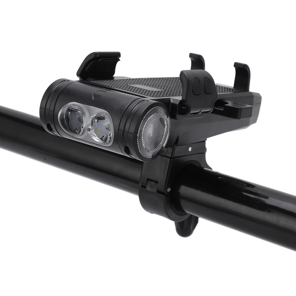 Multifunktionale Fahrradlichter USB Powerbank Fahrradhupe Fahrrad-Handyhalter für Nachtfahrten Schwarz