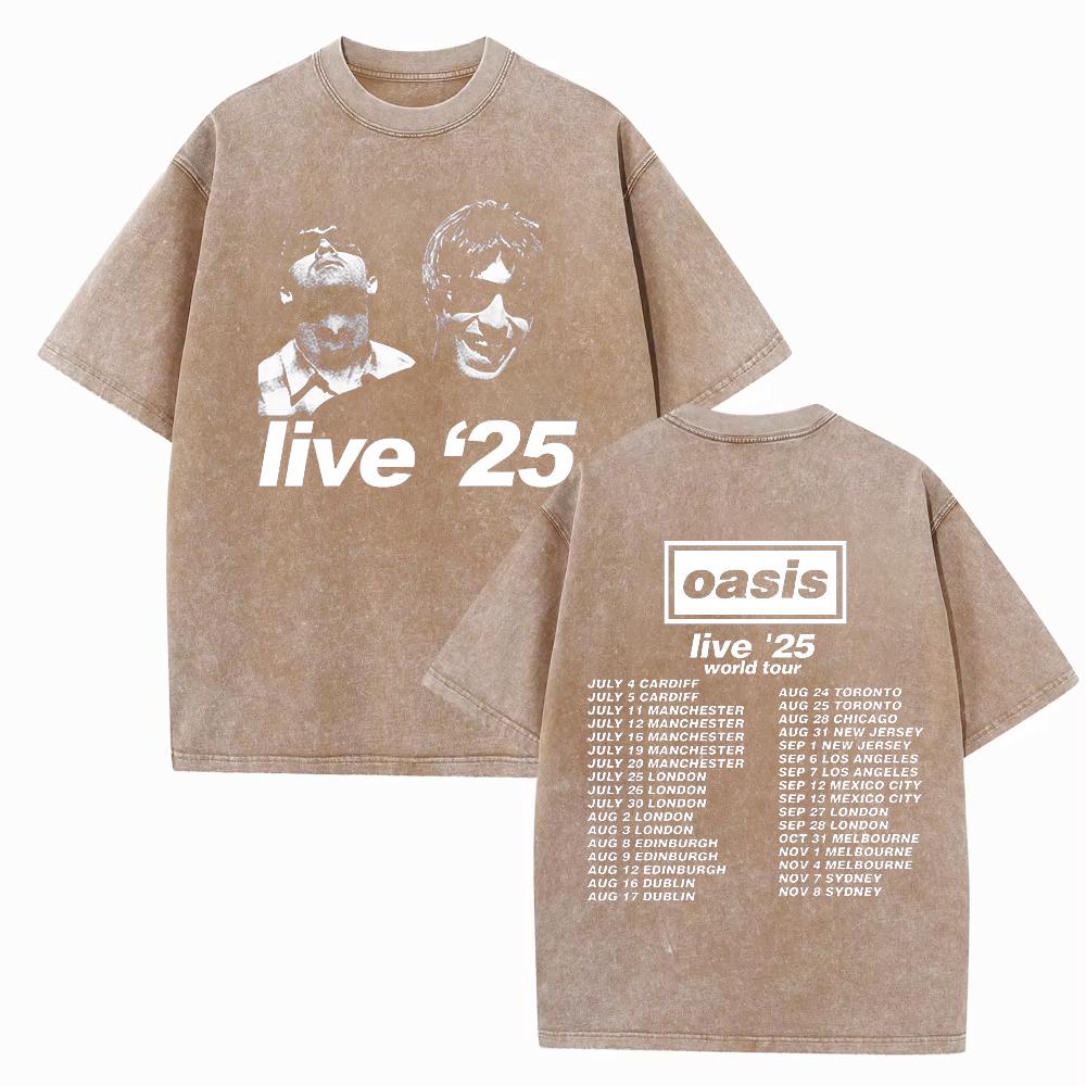 

Чоловічі Жіночі OASIS Live 25 Tour Вінтажні Літні Футболки з Коротким Рукавом з Пранням Definitely Maybe Рок Футболка 3XL