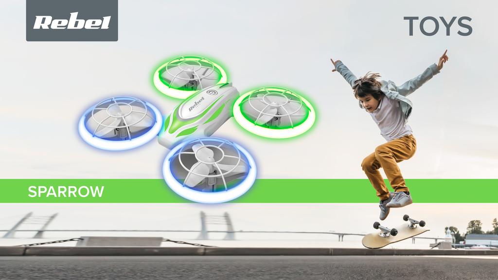Rebel LED dálkově ovládaný dron s kompasem pro děti
