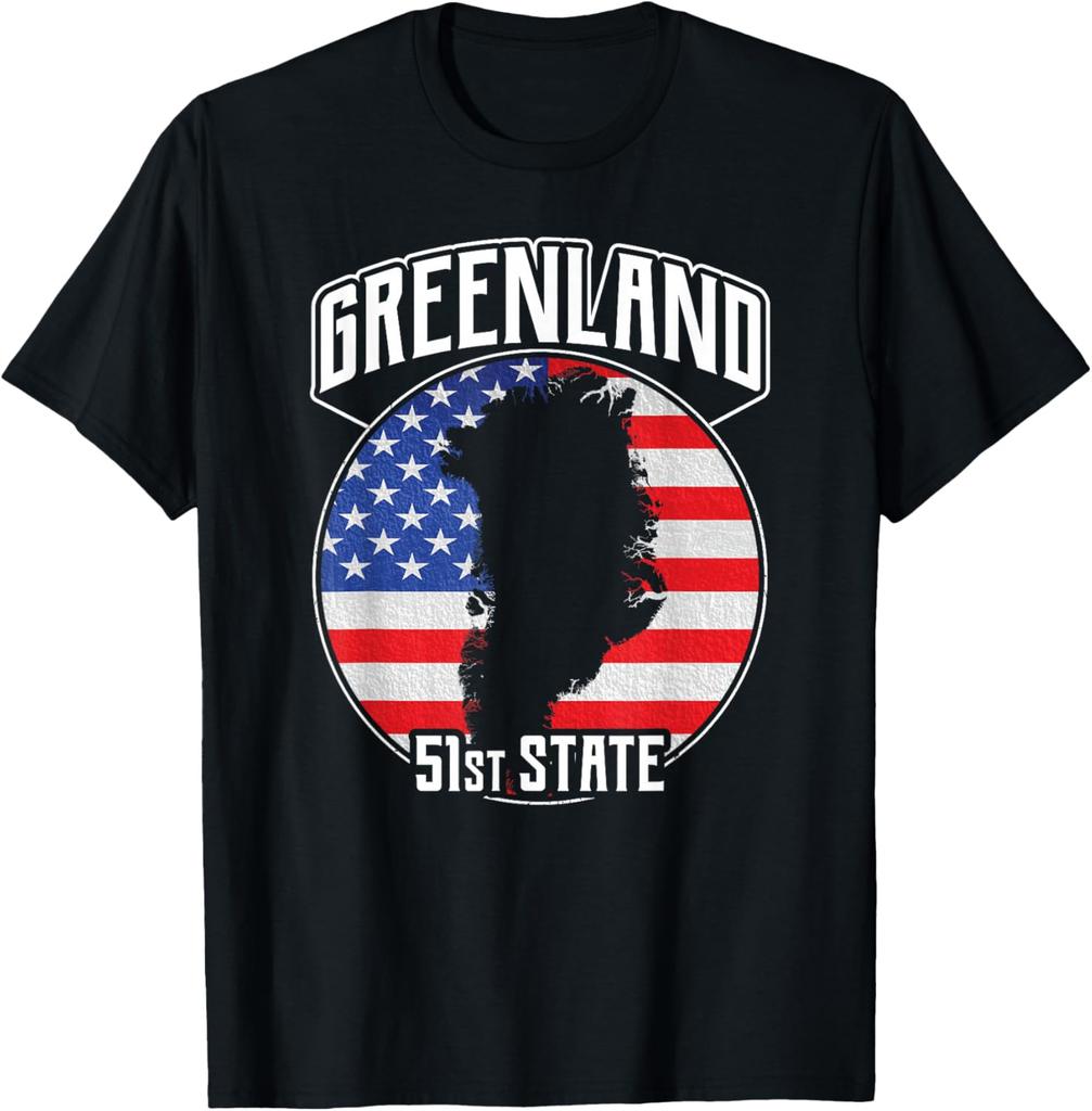 T-shirt retrò con bandiera USA invecchiata 51° Stato della Groenlandia