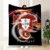 A Stylized Portuguese Football Emblem with Dynamic Swirls and Bold Colors. for All Seasons Blanket Lunch Break Throw Gift