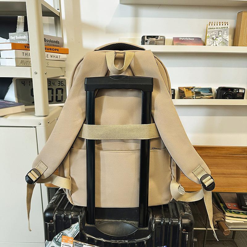 New Trendy Backpack High Value Backpack Large Capacity Solid Color Student Schoolbag Pain Bag Student Backpack