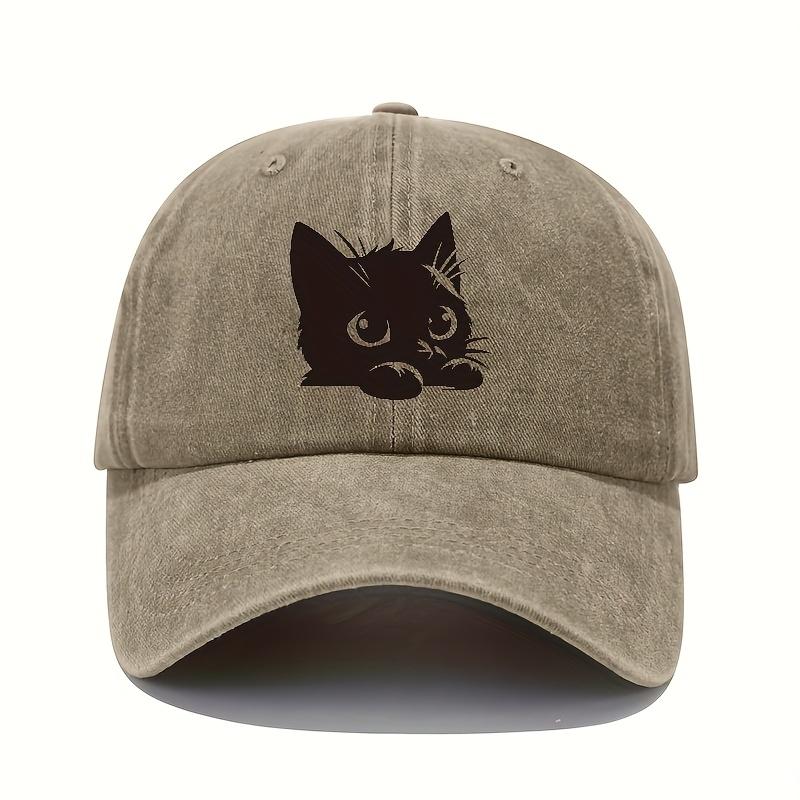 Little Black Cat Printed Baseball Hat Retro Lightweight Washable Hat Adjustable for Men and Women