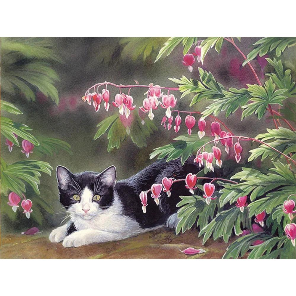 Diamond Painting Full Drill Colorful Cat Round Diamond Painting Cartoon Cute Animal Diy Diamond Mosaic Painting Home Decoration