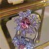 Super Sparkle Pink Diamond Gem Women's Adjustable Ring - Minimalist, Cool, Versatile, and Fashionable Niche Design