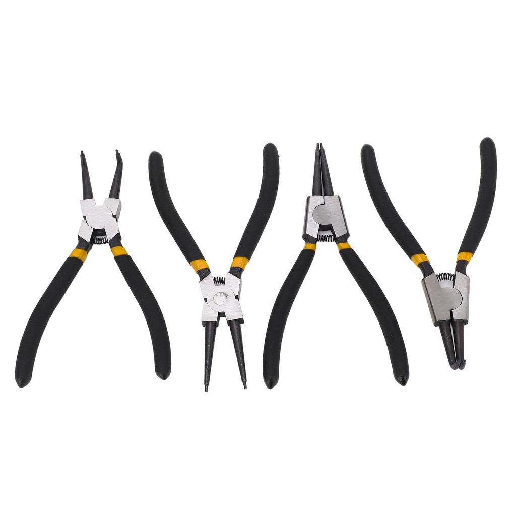 4PCs Circlip Pliers Set Steel Ring Plier Plastic Coated Handle Anti Oxidation Hand Operated Tool(Noir Double Section 7