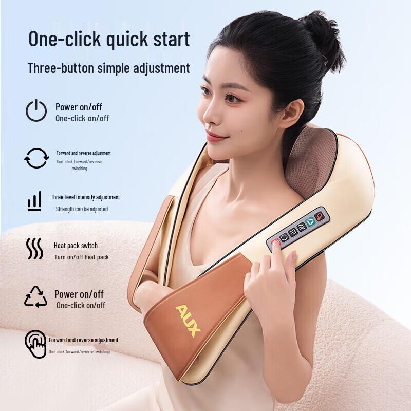 Aux Multi-purpose Neck and Body Kneading Massager with Heat CN Plug (adapter Included)