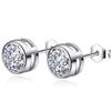 925 Silver 8mm Round Zircon Stud Earrings for Women Wedding Engagement Party Jewelry Gift