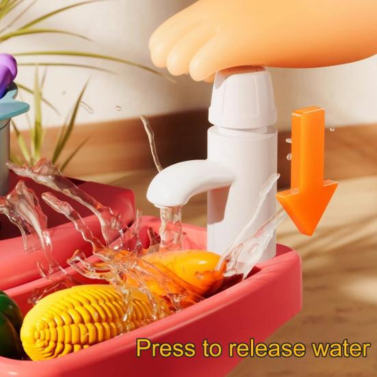 Juego de Cocina para Niños de 34 Piezas con Luz y Sonido, Juego de Parrilla para Juego de Roles para Educación Temprana, Juguetes de Cocina Casera