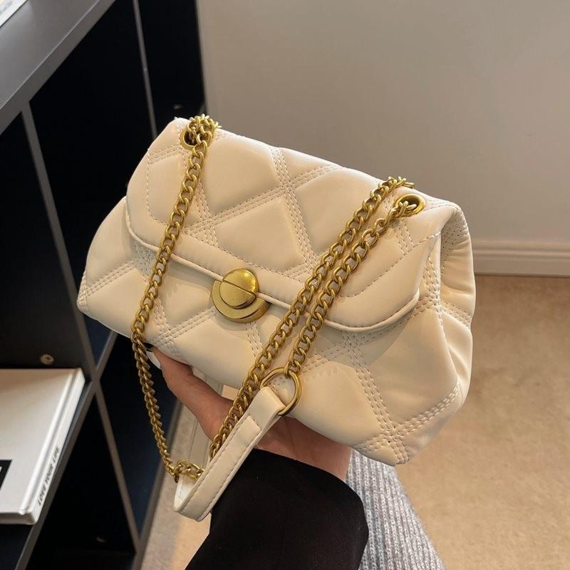 Chic Black Quilted Chain Crossbody Bag For Women Stylish Pu Leather Shoulder Purse