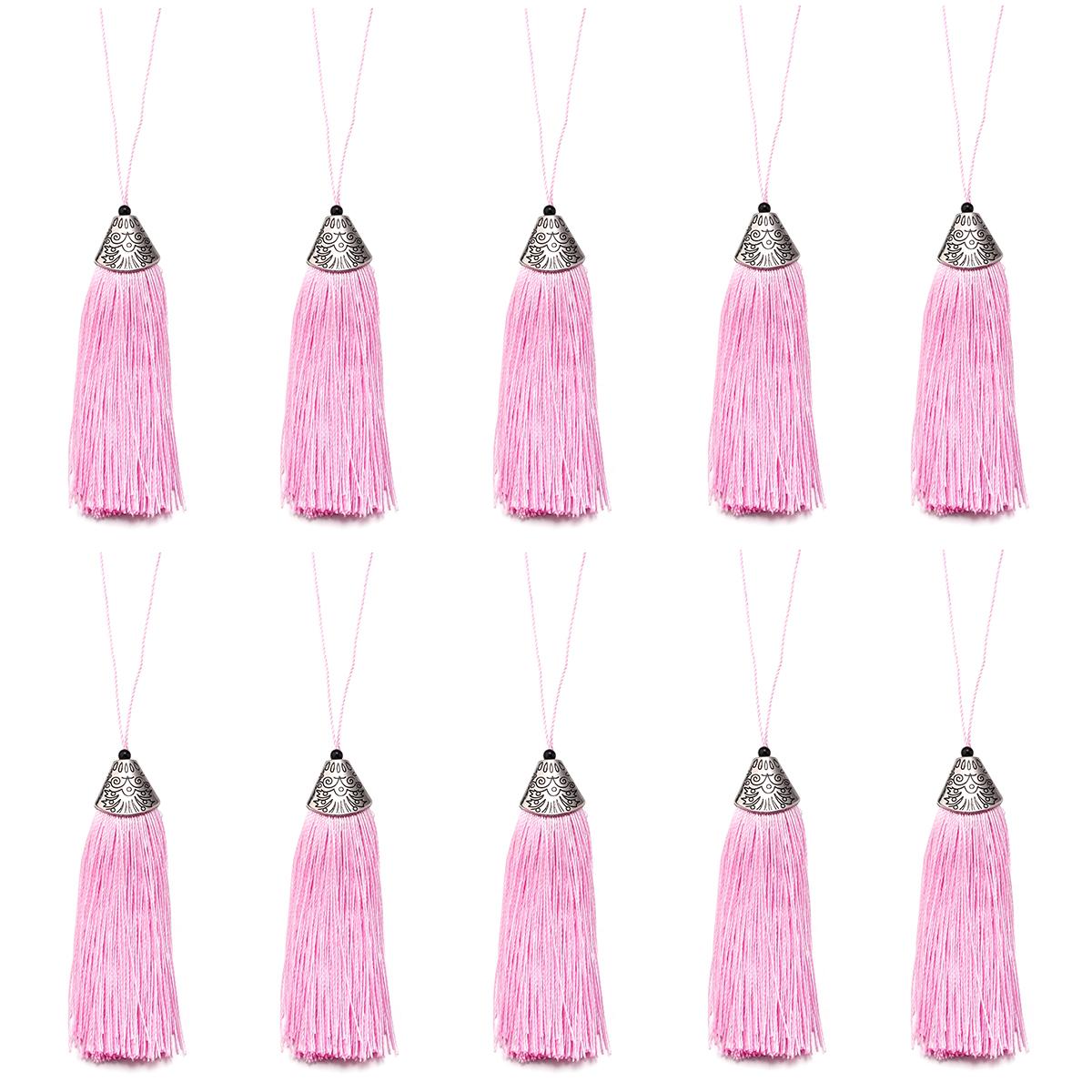 

10pcs 9cm Polyester Silk Tassel Hanging Rope Tassel Decoration Crafts DIY Jewelry Home Decoration Sewing Curtain Accessories розовый