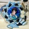YUYAKESHI Handmade Ribbon Rosette for Ita Bags, Decorative Badges, Two-Color Ita Bag Rosette, Butterfly and Flower Ornament for 55-75mm Badges (Navy