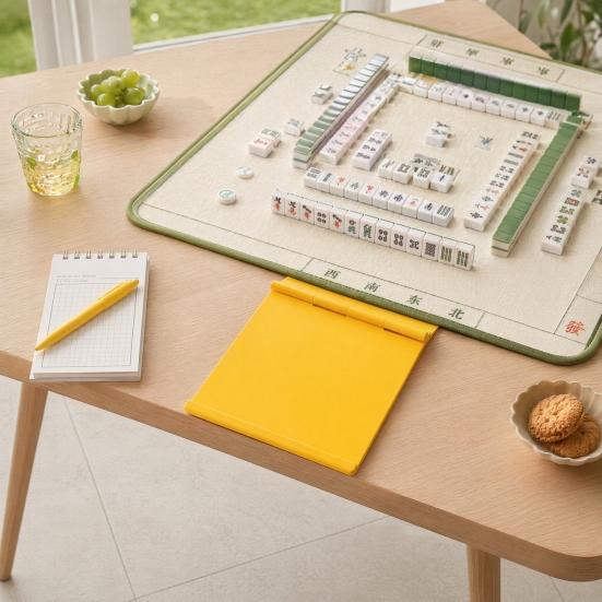 Mahjong Card Holder for Table 3D Printed Angled Viewing Display Rack Under-Mat Slide-in