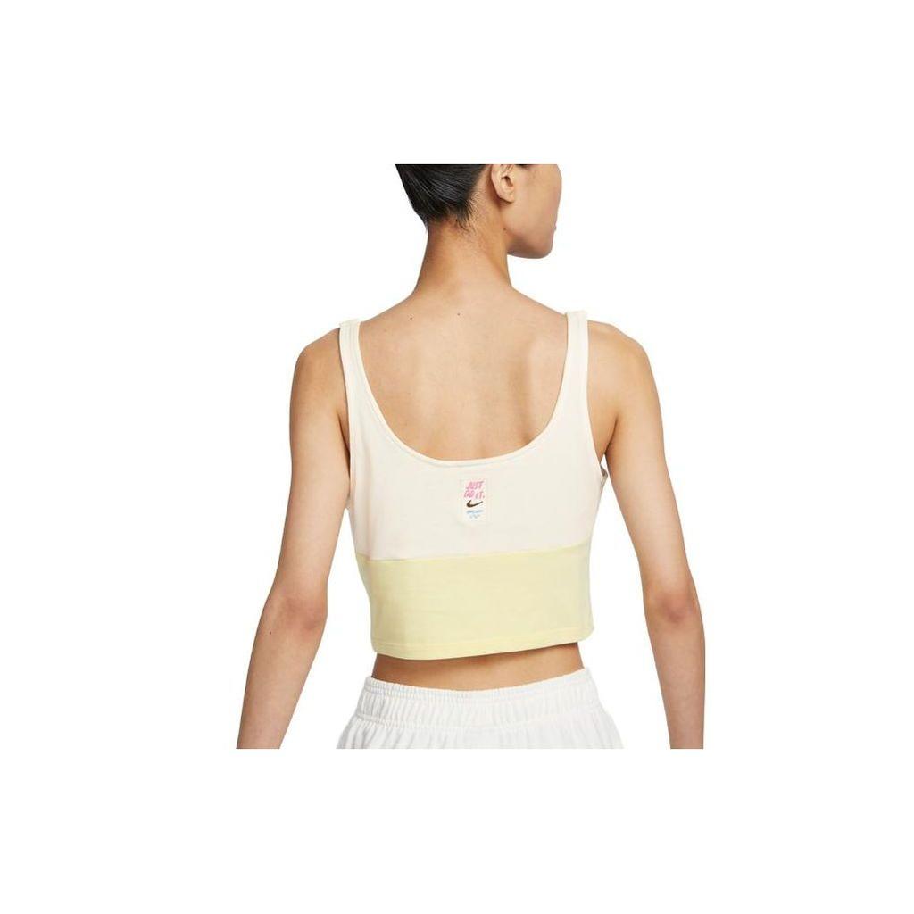 Nike Sportswear Color Block Logo Print Cropped Tank Top Women Tops Sail-White FJ7712-133