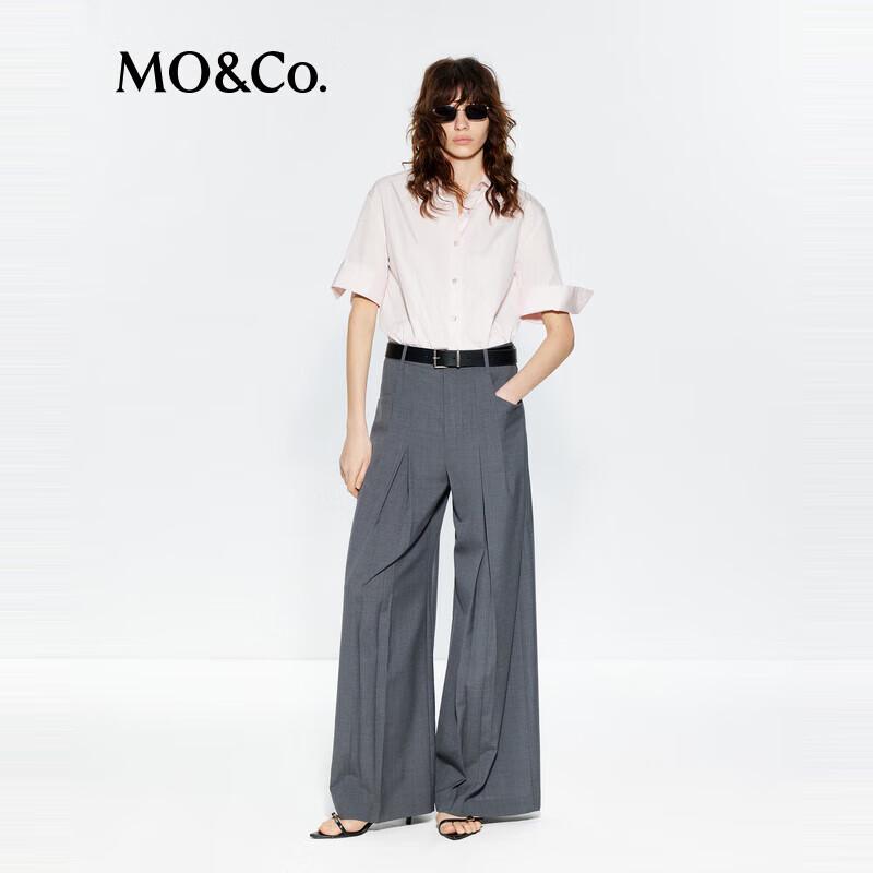MO&Co. C+ Series Acetate Wool Blend Wide-Leg Trousers