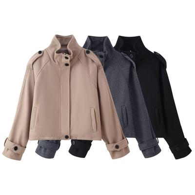 Damen Casual Stehkragen Kurze Jacke