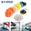 8/11Pcs 3 Inch Car Polishing Disc Self-Adhesive Buffing Waxing Sponge Wool Wheel Polishing Pad For Car Polisher Drill Adapter