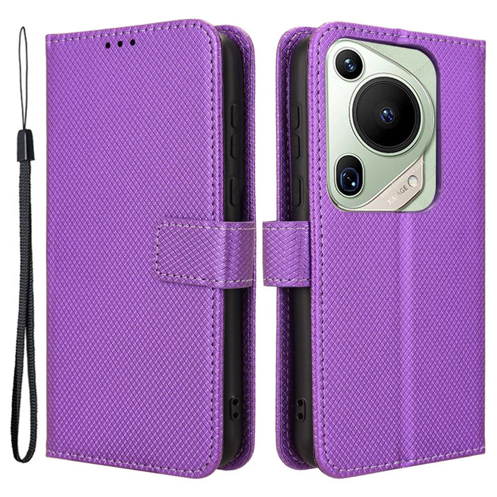 

For Huawei Pura 70 Pro/70 Pro+/70 Ultra Case Diamond Texture Phone Leather Cover Purple