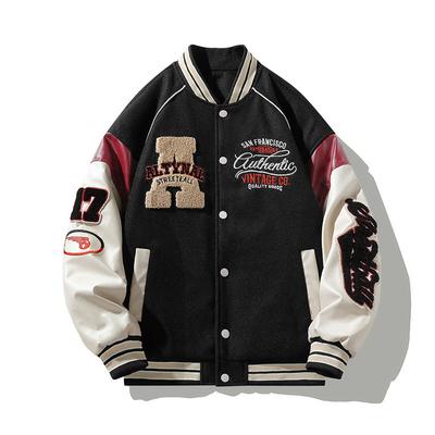 Trendy Brand Baseball Uniform Men's Retro American Jacket Loose Plus Size Couple Winter Cotton Baseball Men's Jacket