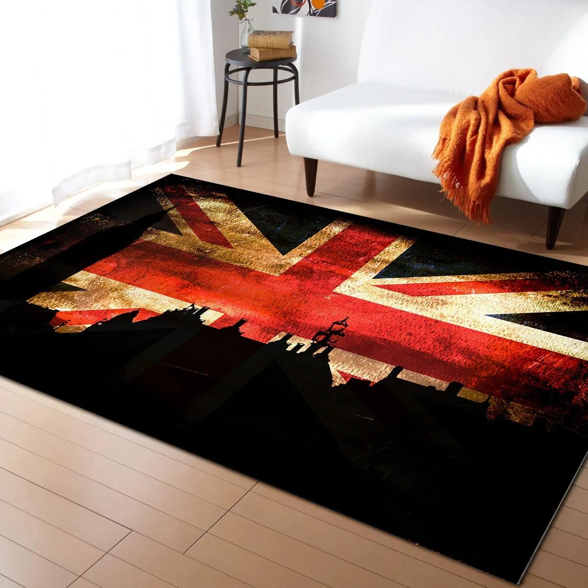 

Retro British Flag Pattern Carpet Home Bedroom Hallway Floor Mat Non-Slip Washable Decorative Homestay Coffee Table Soft Rugs 40x60cm