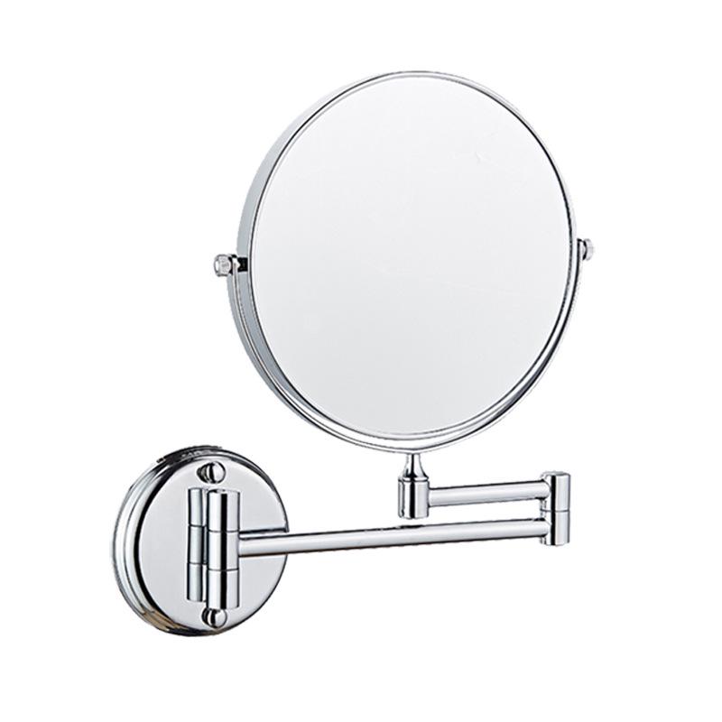 Dual-Sided Retractable Wall-Mounted Makeup Mirror - Self-Adhesive, No Drilling Required 6-inch 3x Drilling
