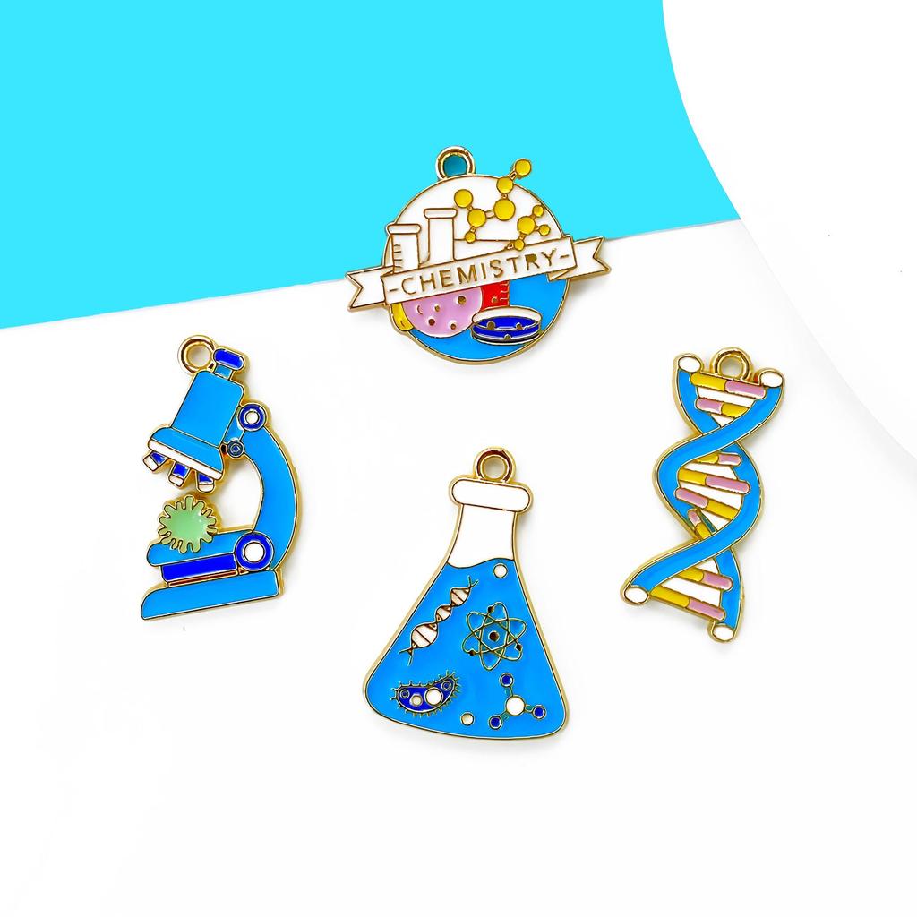 DNA Academy Microscope Keychain Charms: Alloy Jewelry Accessories & Bag Pendants