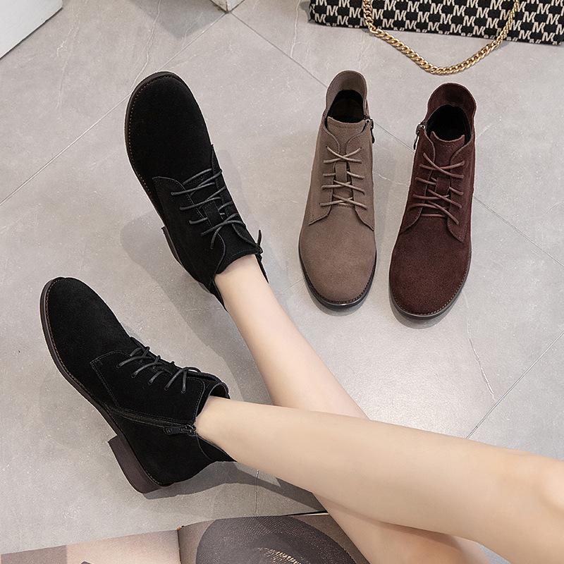 Fashion GKTINOO Women Chelsea Boots 2025 Autumn Winter New Genuine Leather Fashion Casual Shoes Women Cow Suede Lace-up Ankle Boots