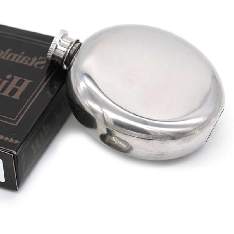 3 Oz Portable Stainless Steel round Hip Flask Liquor Whisky Alcohol Cap Funnel Drinkware Bottle Outdoor Camping Picnic Travel round Jug Bottle