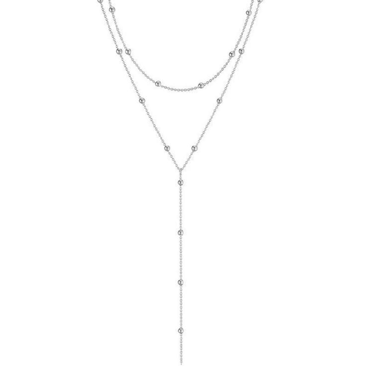 Изысканное многорядное колье с бахромой в форме буквы Y, ювелирное изделие из сплава для женщин, для перехода от дня к вечеру серебряный