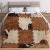 1pc A Vintage Leather Cowhide Print Flannel Blanket a Comfortable Flannel Blanket Lightweight Blanket Suitable for Sofas Beds Matt
