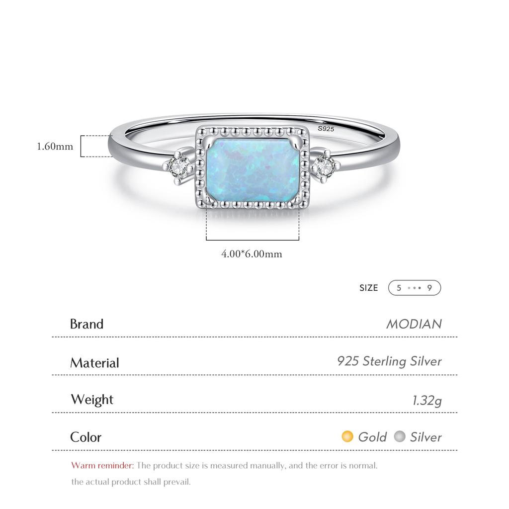 MODIAN Real 925 Silver Fantastic Natural Opals Finger Rings For Women Wedding Anniversary Jewelry Fine Accessories Anel