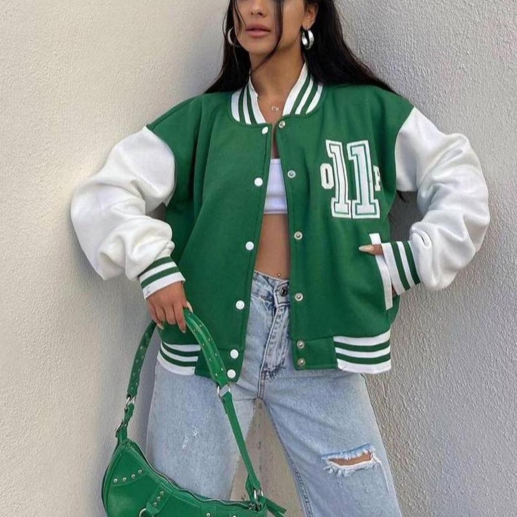 Uformell mote trykt sweatshirt fortykket topp langermet baseballuniform