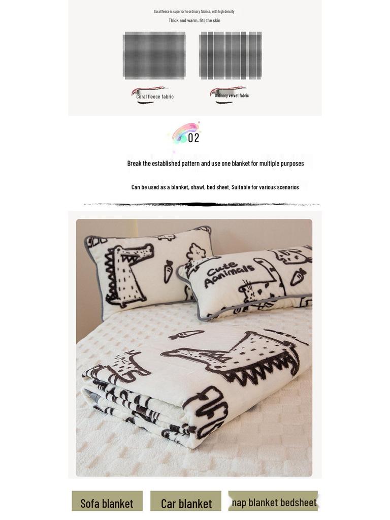 Milk Velvet Double-Sided Fleece Blanket: Office Nap, Sofa, Thick, Warm Style