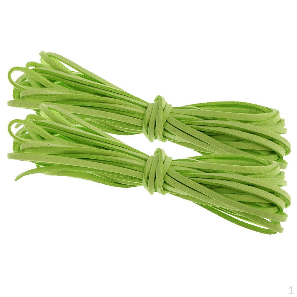 2 Pcs 2mm Flat Leather Beads Thread Suede Cord String for DIY Jewelry Crafts