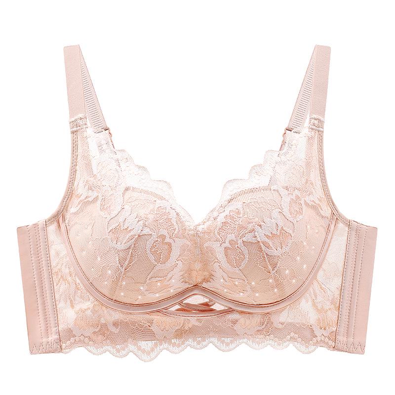 European & American Style Wireless Push-Up Lace Bra with Side Support - Comfortable & Breathable Women's Underwear
