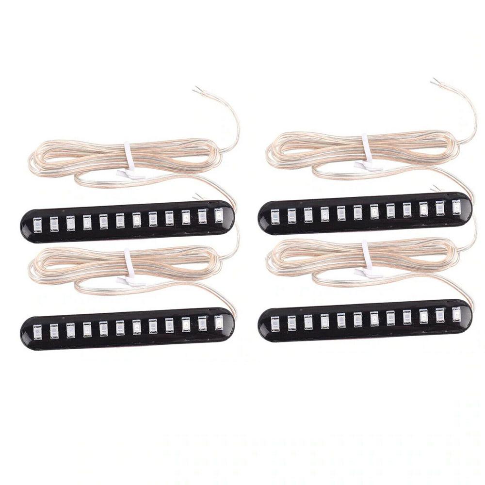 4 X Sequential Flowing Motorcycle 12 LED Mini Strips Turn Signal Light Amber 12V