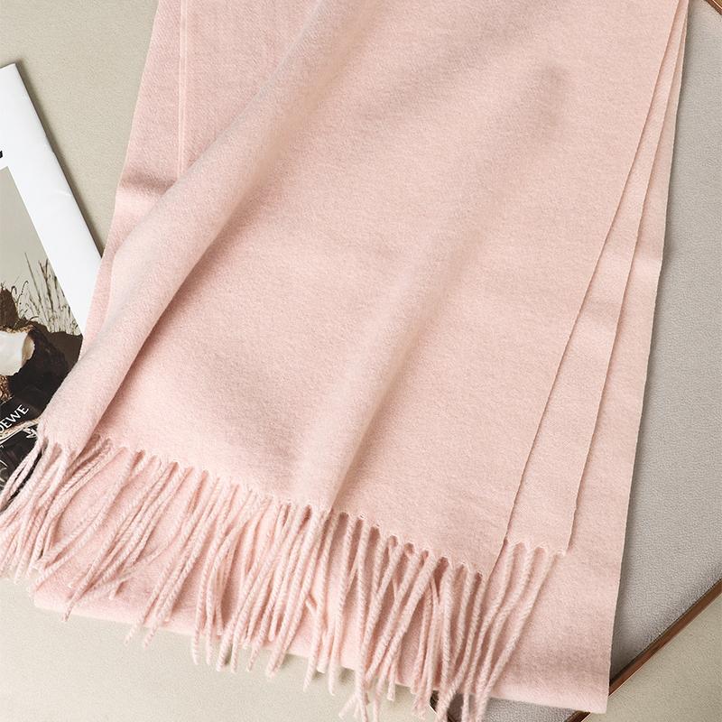 Kaffee Schal für Damen Lange Warme Kaschmirschals Winter Hijab Einfarbig Damen Stola Wickel Weiblich Pashmina Bandana Kopftücher